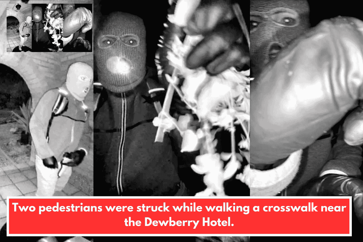 Two pedestrians were struck while walking a crosswalk near the Dewberry Hotel.