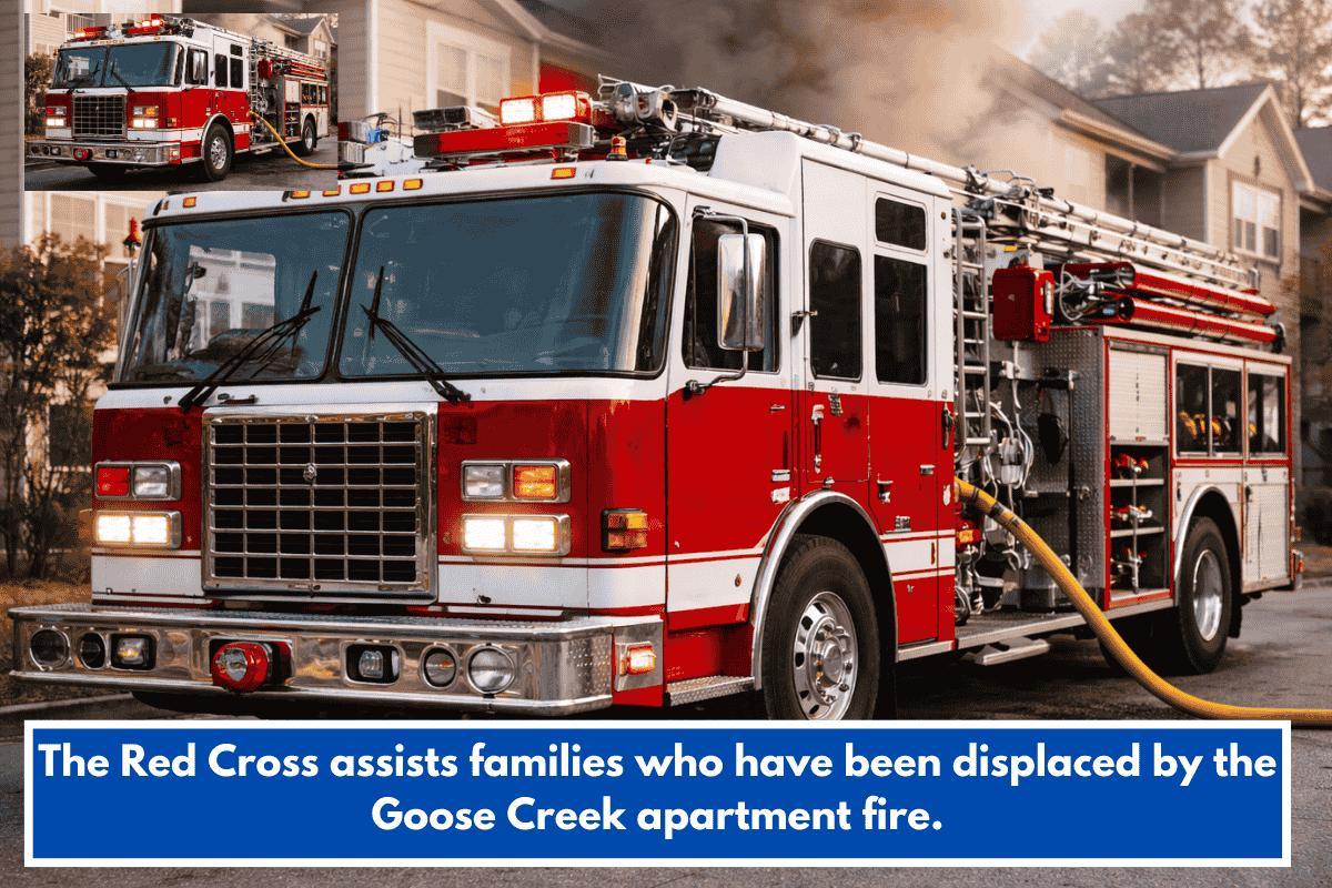 The Red Cross assists families who have been displaced by the Goose Creek apartment fire.