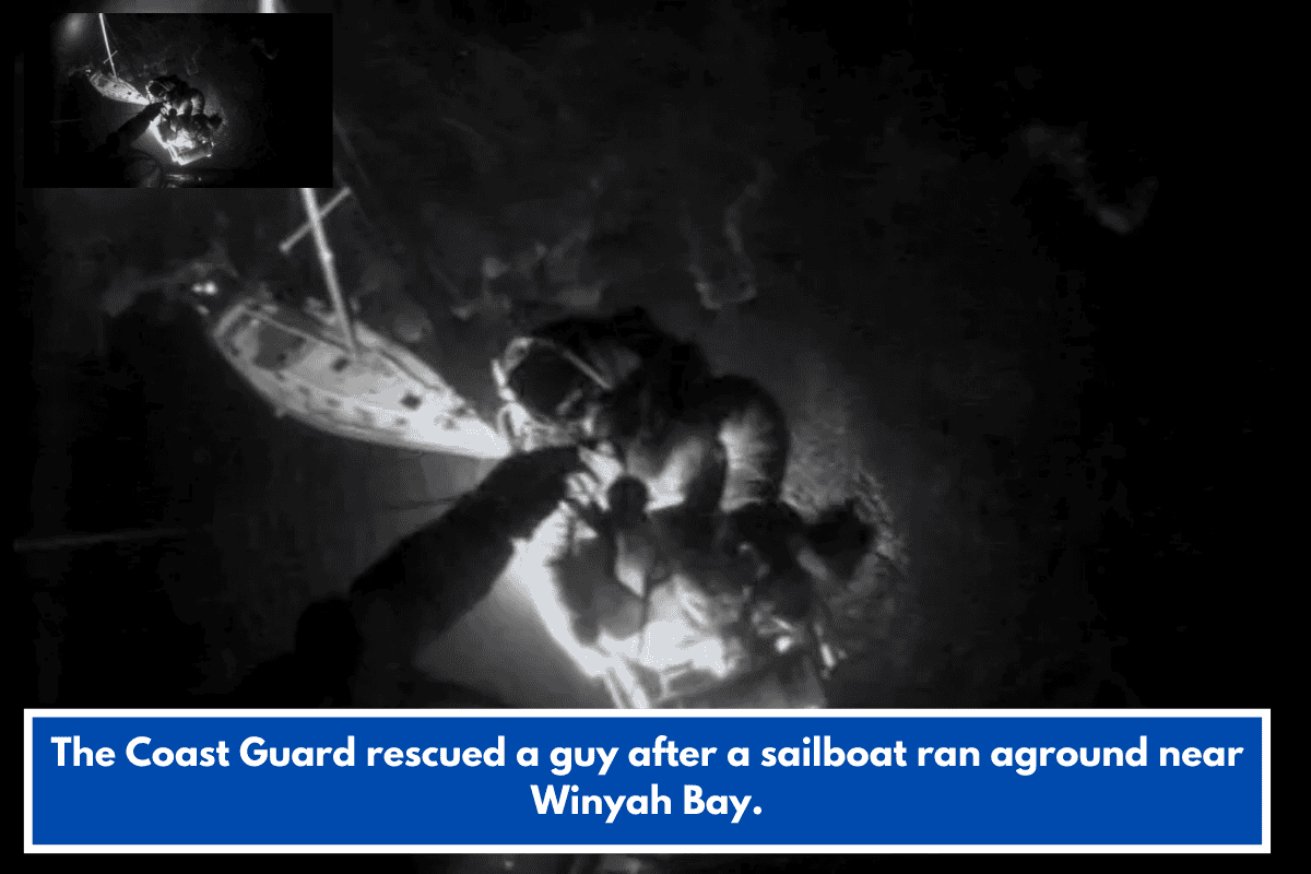 The Coast Guard rescued a guy after a sailboat ran aground near Winyah Bay.