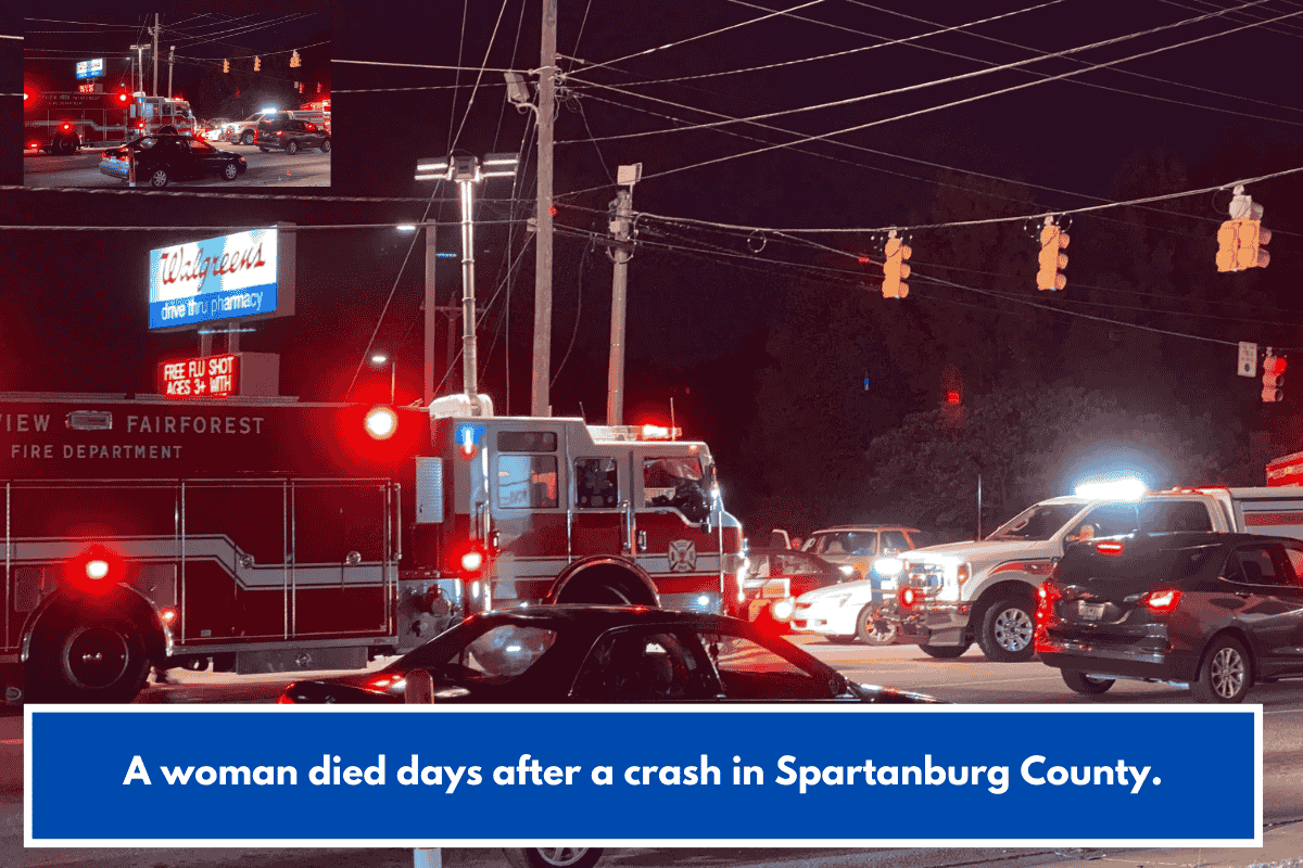 A woman died days after a crash in Spartanburg County.