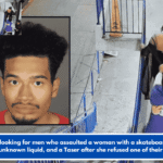 Police are looking for men who assaulted a woman with a skateboard, pepper spray, an unknown liquid, and a Taser after she refused one of their advances.