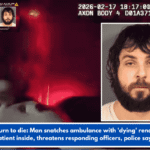 It's your turn to die: Man snatches ambulance with 'dying' renal disease patient inside, threatens responding officers, police say.