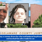 Deputies say a woman drove her shot and battered boyfriend to a field and torched him alive inside his car.