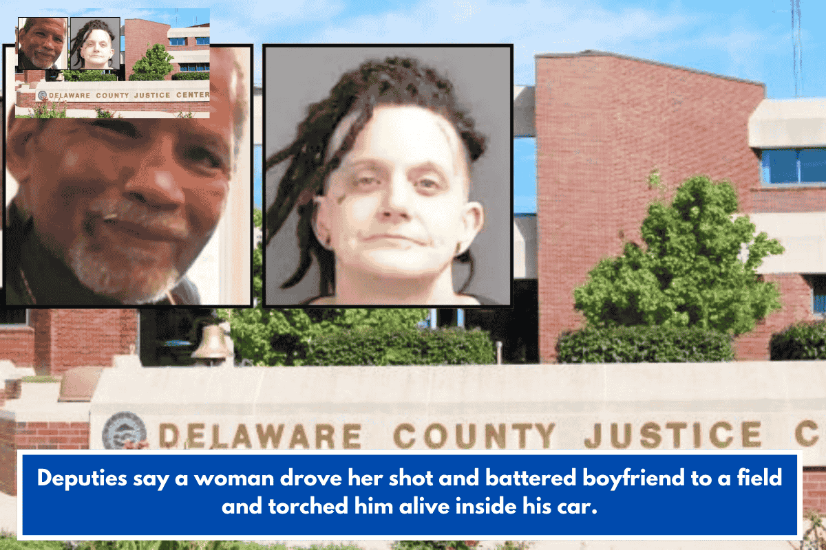 Deputies say a woman drove her shot and battered boyfriend to a field and torched him alive inside his car.