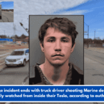 Road rage incident ends with truck driver shooting Marine dead while his family watched from inside their Tesla, according to authorities.