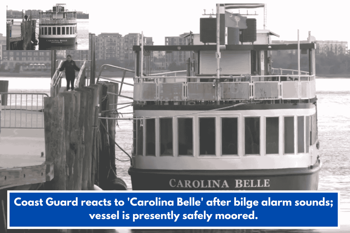 Coast Guard reacts to 'Carolina Belle' after bilge alarm sounds; vessel is presently safely moored.