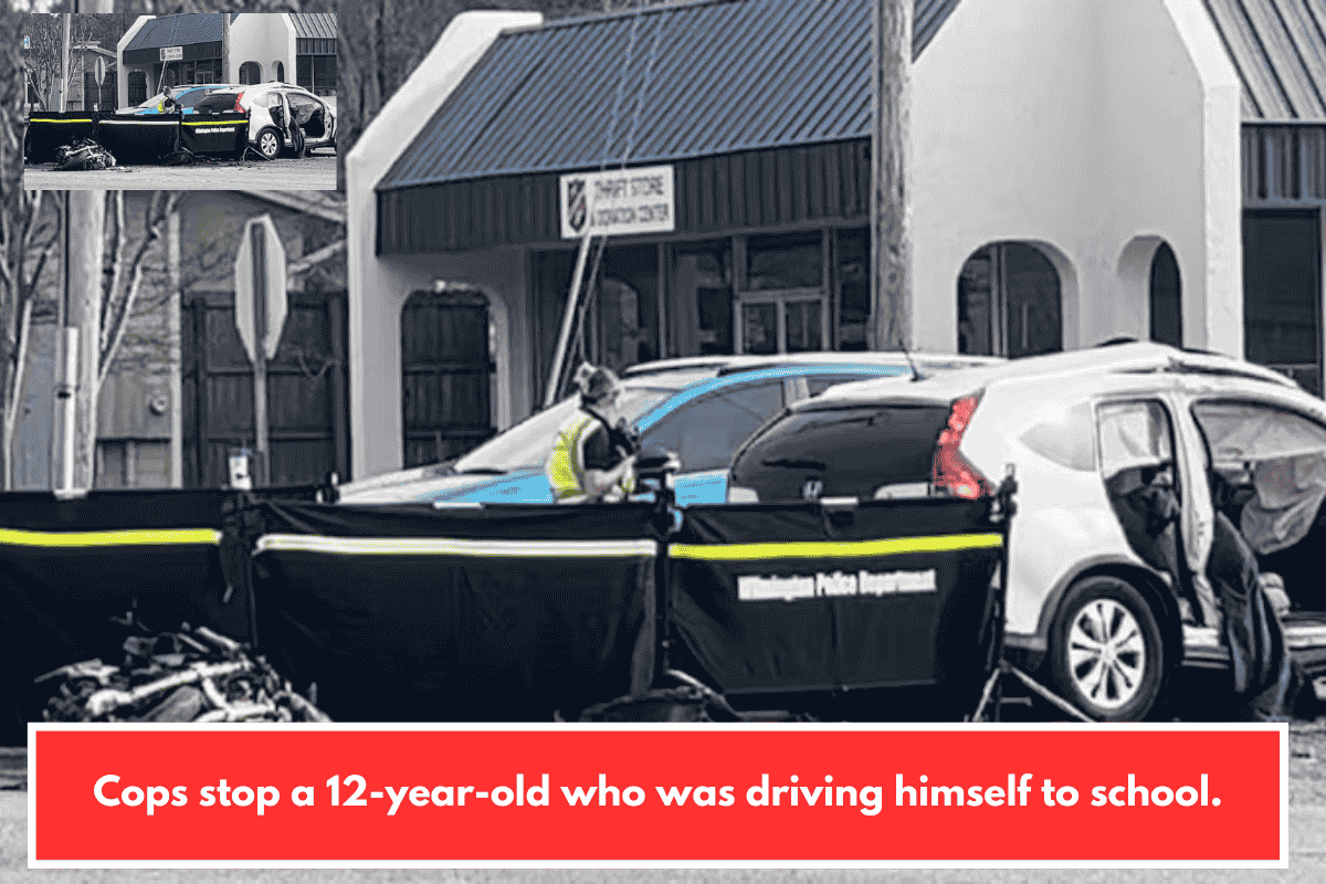 Cops stop a 12-year-old who was driving himself to school.