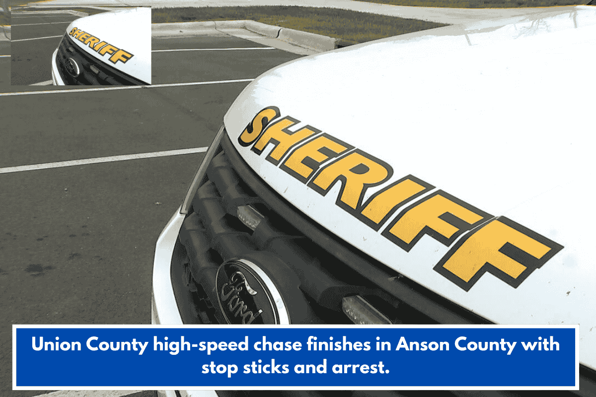 Union County high-speed chase finishes in Anson County with stop sticks and arrest.