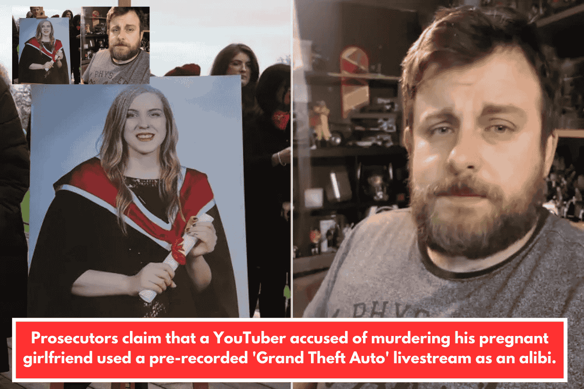 Prosecutors claim that a YouTuber accused of murdering his pregnant girlfriend used a pre-recorded 'Grand Theft Auto' livestream as an alibi.