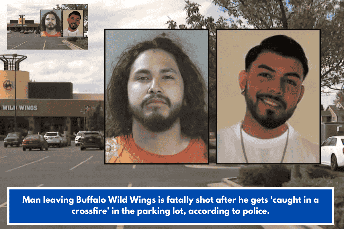 Man leaving Buffalo Wild Wings is fatally shot after he gets 'caught in a crossfire' in the parking lot, according to police.