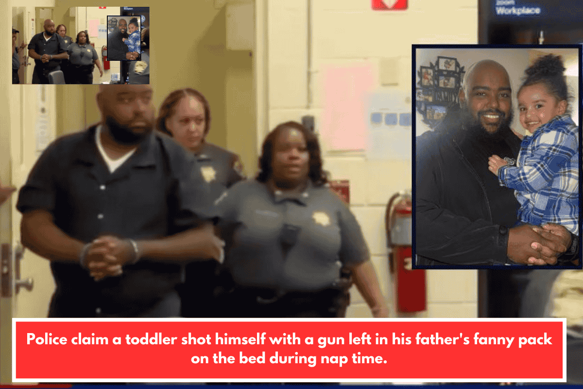 Police claim a toddler shot himself with a gun left in his father's fanny pack on the bed during nap time.