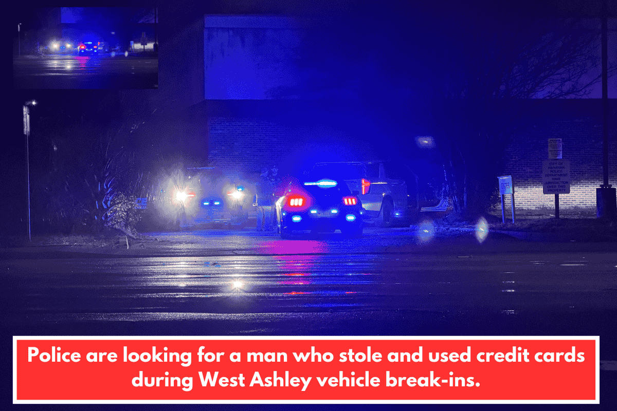 Police are looking for a man who stole and used credit cards during West Ashley vehicle break-ins.