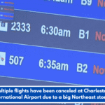 Multiple flights have been canceled at Charleston International Airport due to a big Northeast storm.
