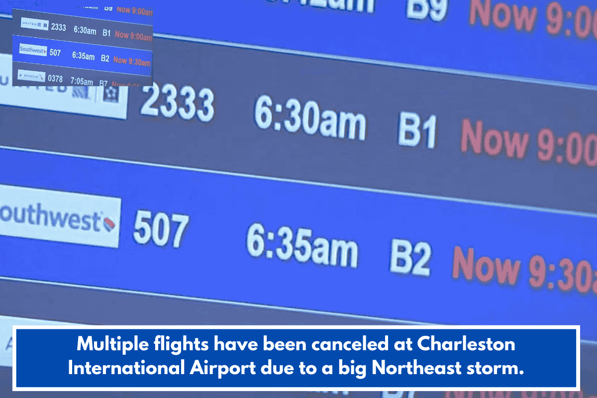 Multiple flights have been canceled at Charleston International Airport due to a big Northeast storm.