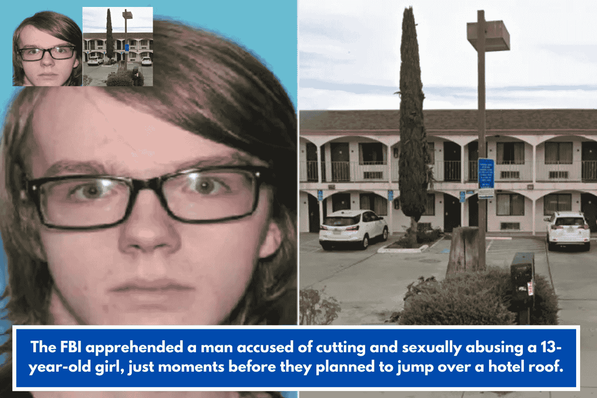 The FBI apprehended a man accused of cutting and sexually abusing a 13-year-old girl, just moments before they planned to jump over a hotel roof.