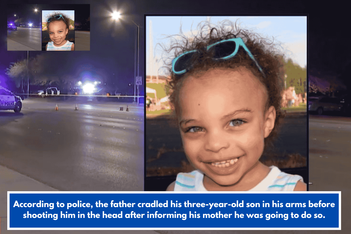 According to police, the father cradled his three-year-old son in his arms before shooting him in the head after informing his mother he was going to do so.
