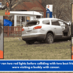 The driver ran two red lights before colliding with two best friends who were visiting a buddy with cancer.