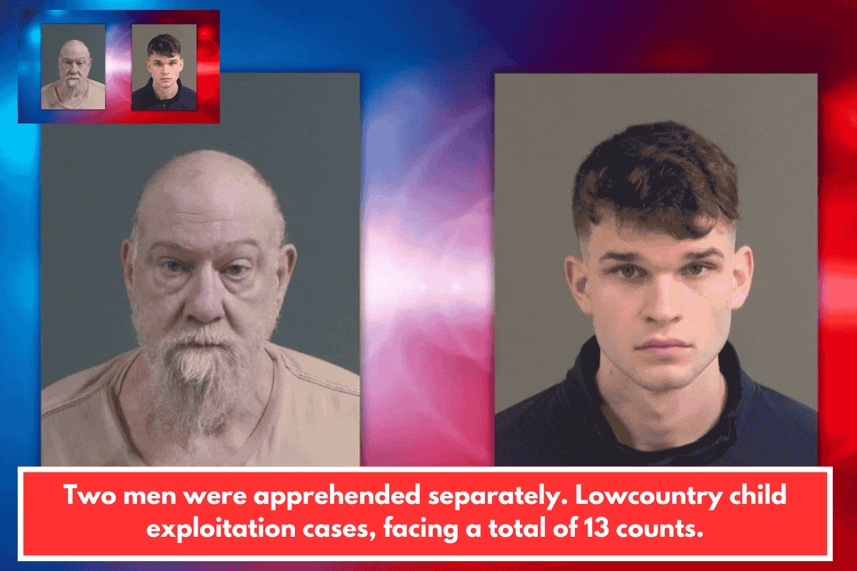 Two men were apprehended separately. Lowcountry child exploitation cases, facing a total of 13 counts.