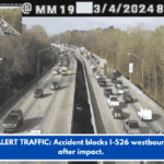 FIRST ALERT TRAFFIC: Accident blocks I-526 westbound lane after impact.