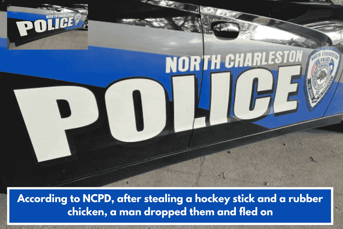 According to NCPD, after stealing a hockey stick and a rubber chicken, a man dropped them and fled on