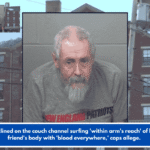 Man reclined on the couch channel surfing 'within arm's reach' of his best friend's body with 'blood everywhere,' cops allege.