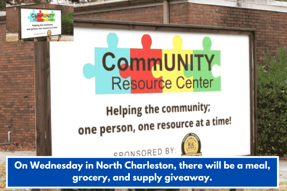 On Wednesday in North Charleston, there will be a meal, grocery, and supply giveaway.