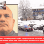 Cops say a man shoveling snow from his car returns home to discover his wife and mother-in-law stabbed with a meat cleaver before grandad turns the blade on him.