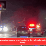 Emergency services respond to an incident at the railroad crossing in West Ashley.