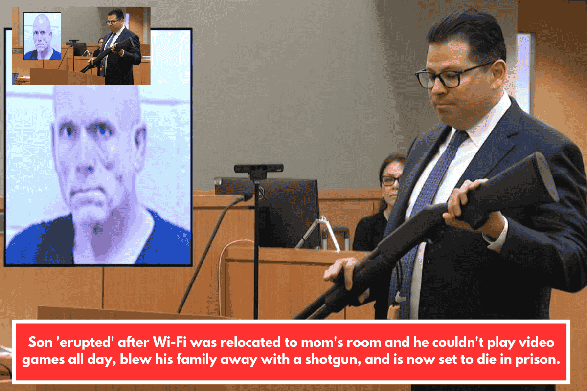 Son 'erupted' after Wi-Fi was relocated to mom's room and he couldn't play video games all day, blew his family away with a shotgun, and is now set to die in prison.