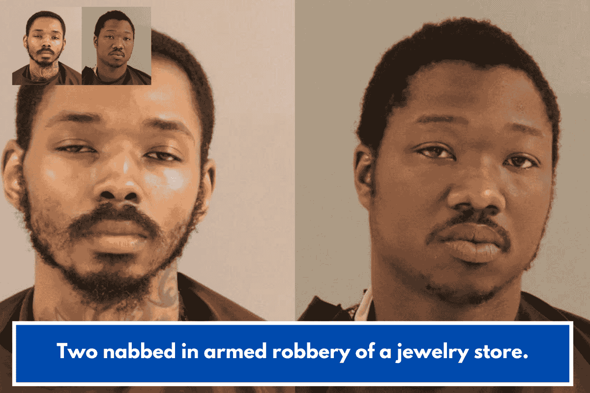 Two nabbed in armed robbery of a jewelry store.