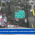 Emergency services respond to a semi-truck accident on I-20.