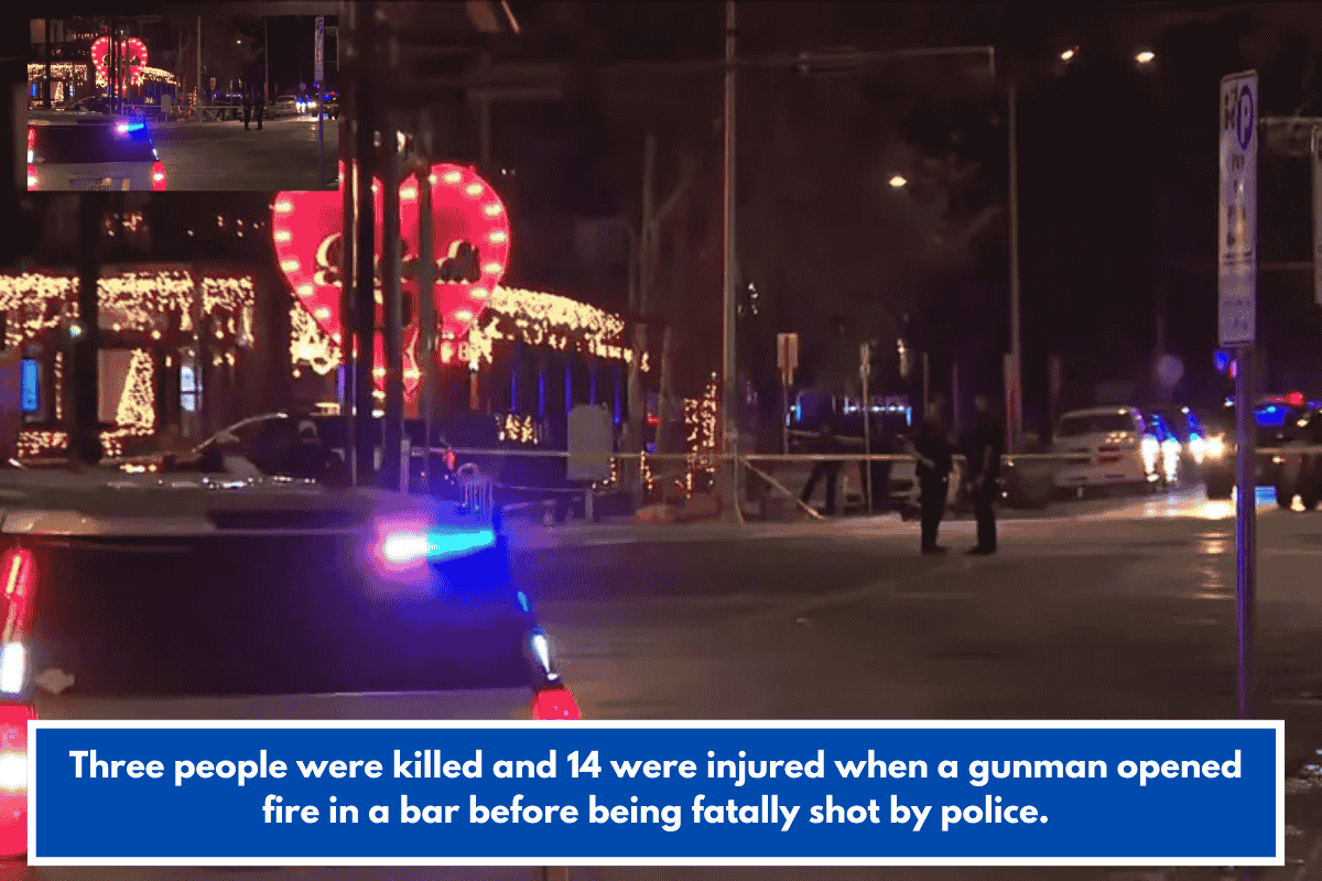 Three people were killed and 14 were injured when a gunman opened fire in a bar before being fatally shot by police.