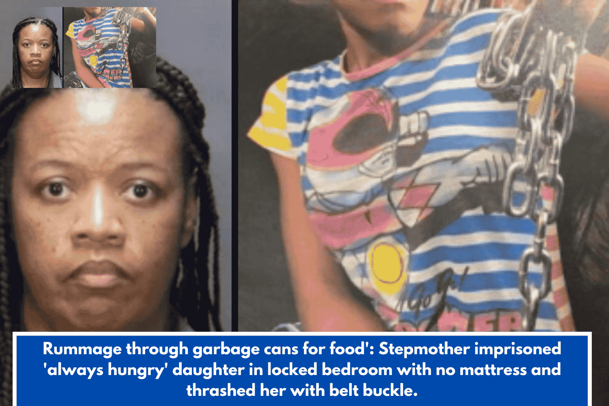 Rummage through garbage cans for food': Stepmother imprisoned 'always hungry' daughter in locked bedroom with no mattress and thrashed her with belt buckle.