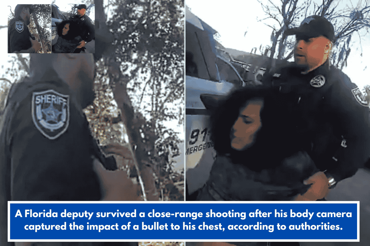 A Florida deputy survived a close-range shooting after his body camera captured the impact of a bullet to his chest, according to authorities.