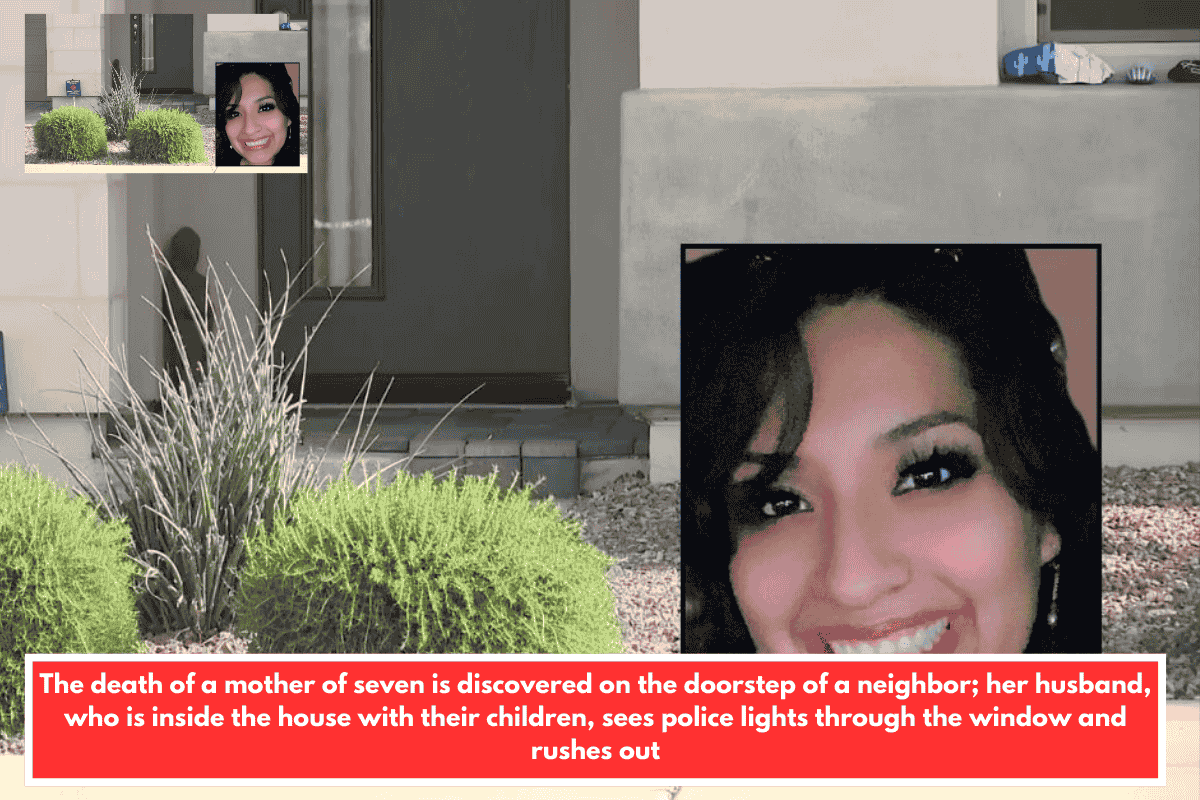 The death of a mother of seven is discovered on the doorstep of a neighbor; her husband, who is inside the house with their children, sees police lights through the window and rushes out