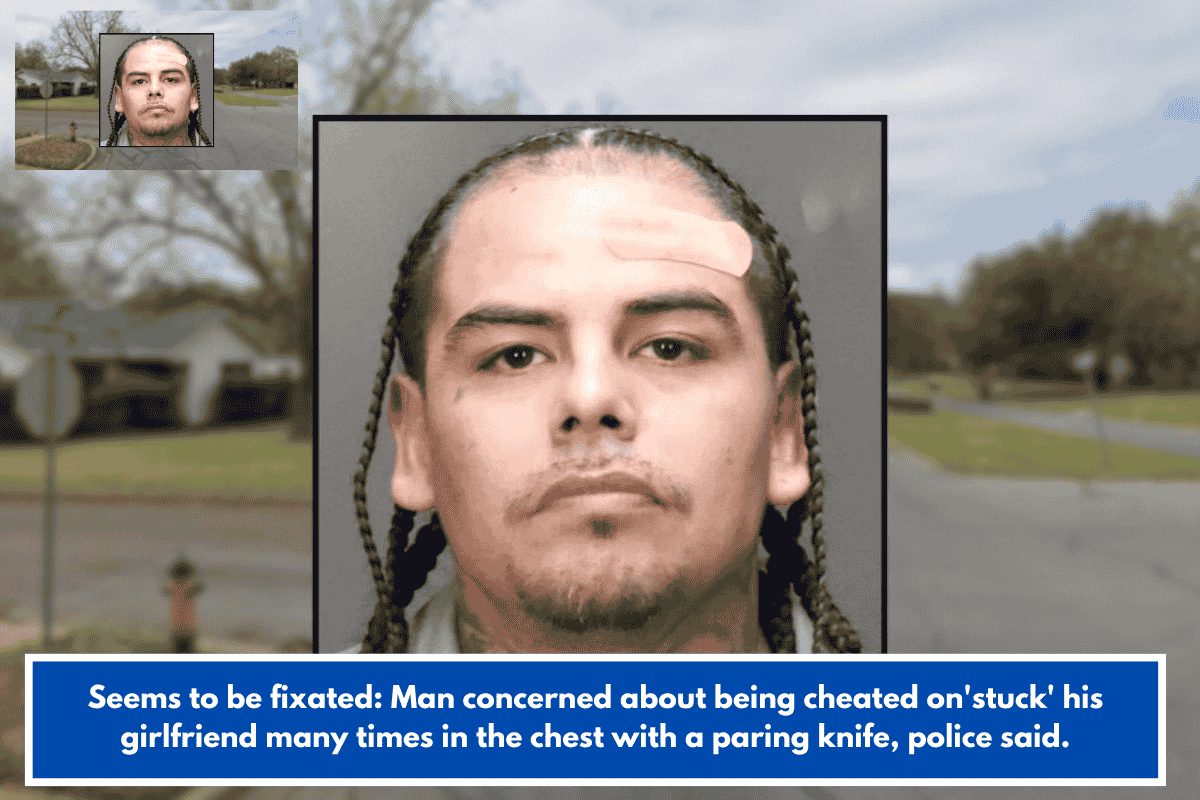 Seems to be fixated: Man concerned about being cheated on'stuck' his girlfriend many times in the chest with a paring knife, police said.