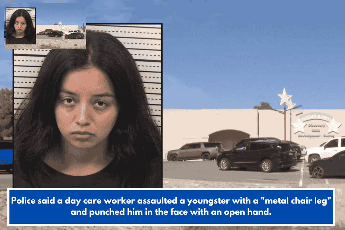 Police said a day care worker assaulted a youngster with a "metal chair leg" and punched him in the face with an open hand.