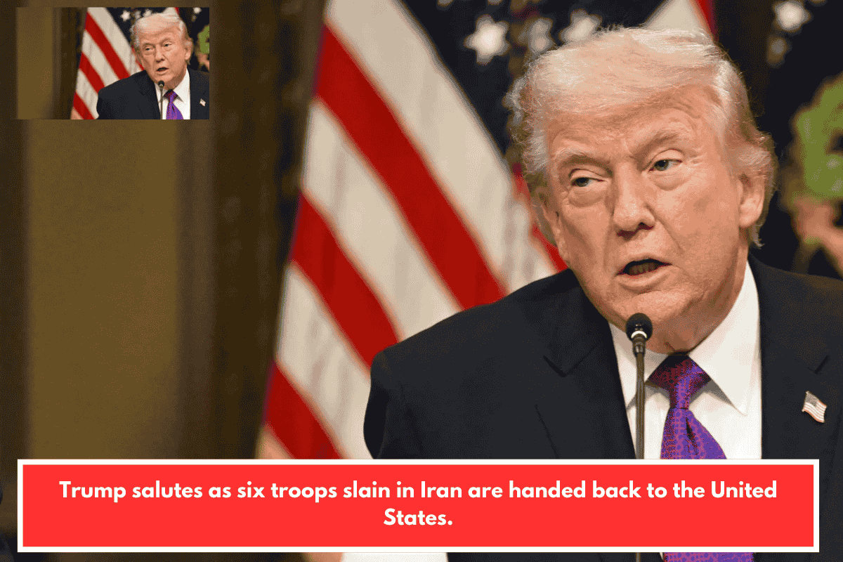 Trump salutes as six troops slain in Iran are handed back to the United States.
