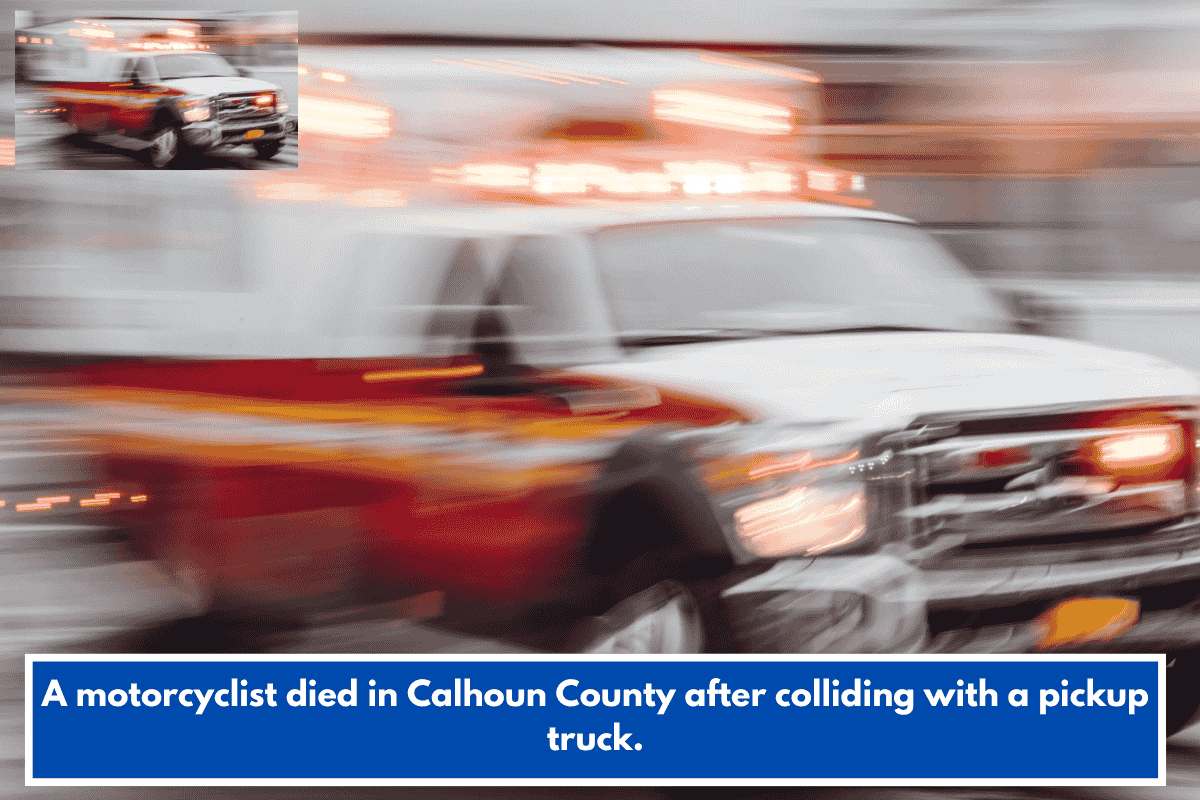 A motorcyclist died in Calhoun County after colliding with a pickup truck.