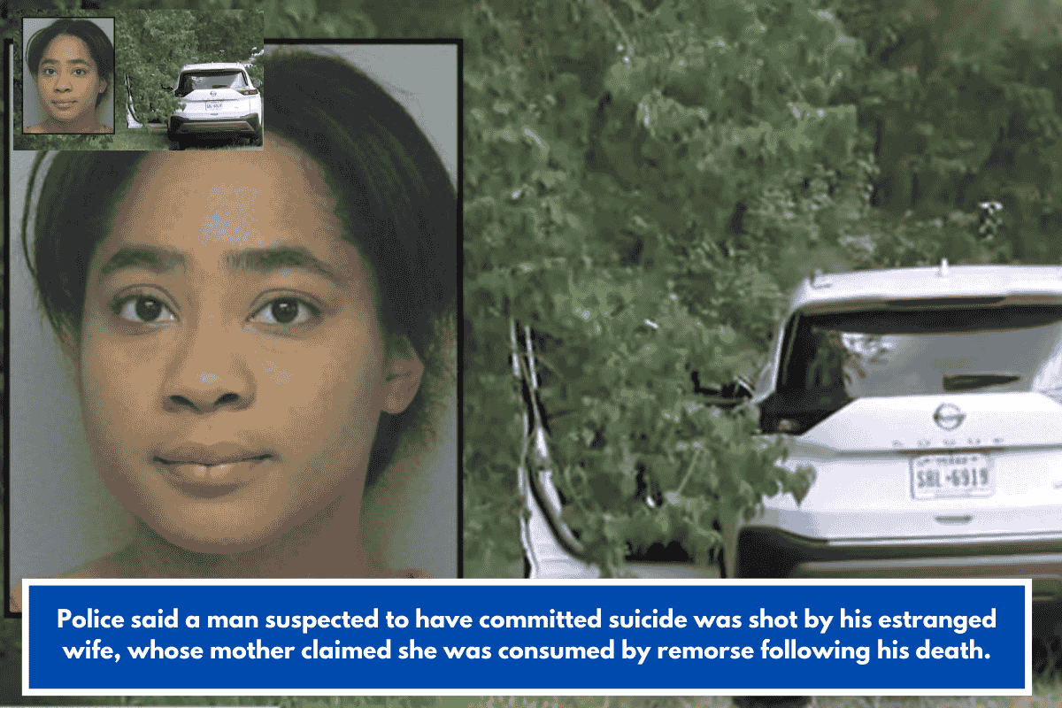 Police said a man suspected to have committed suicide was shot by his estranged wife, whose mother claimed she was consumed by remorse following his death.