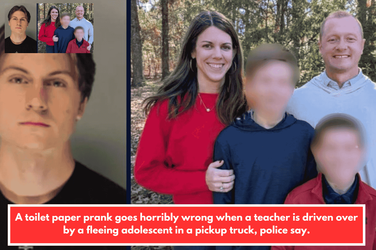 A toilet paper prank goes horribly wrong when a teacher is driven over by a fleeing adolescent in a pickup truck, police say.