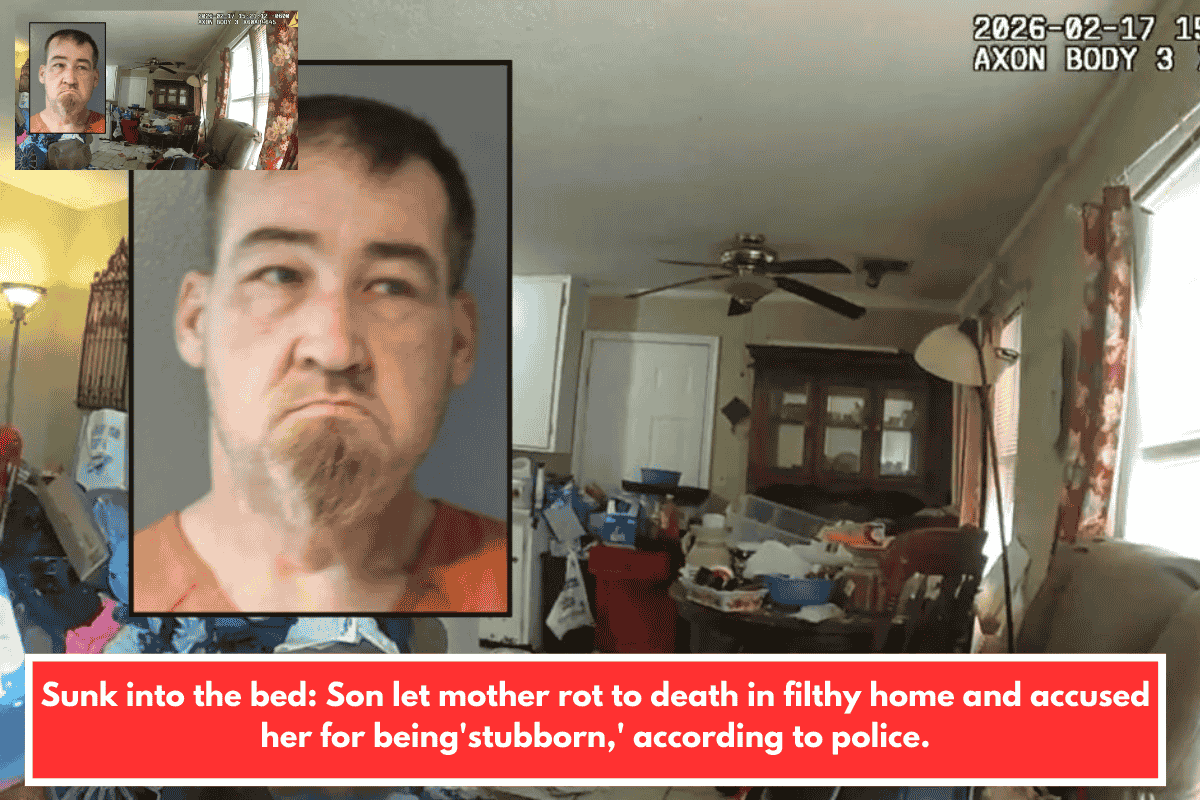 Sunk into the bed: Son let mother rot to death in filthy home and accused her for being'stubborn,' according to police.