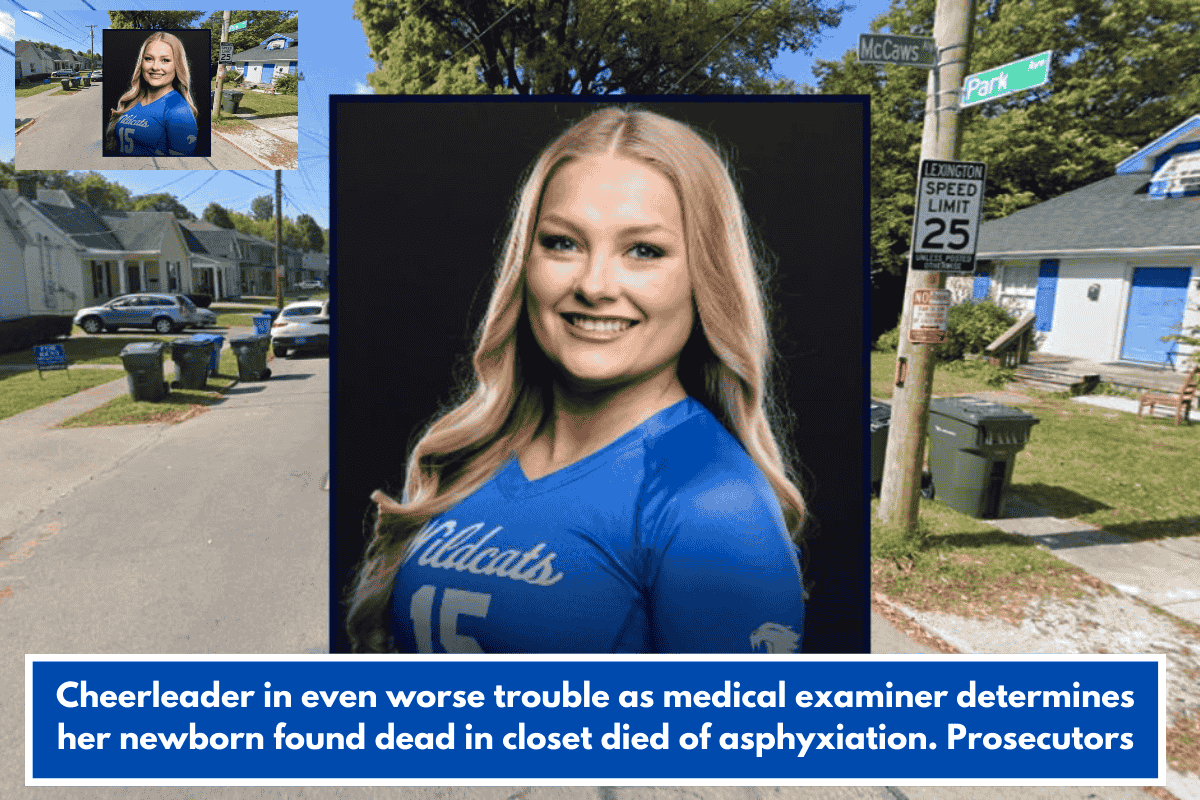 Cheerleader in even worse trouble as medical examiner determines her newborn found dead in closet died of asphyxiation. Prosecutors