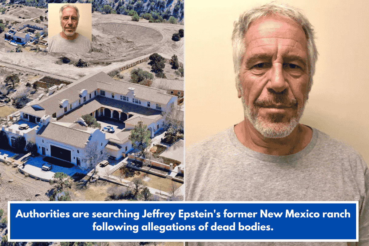 Authorities are searching Jeffrey Epstein's former New Mexico ranch following allegations of dead bodies.