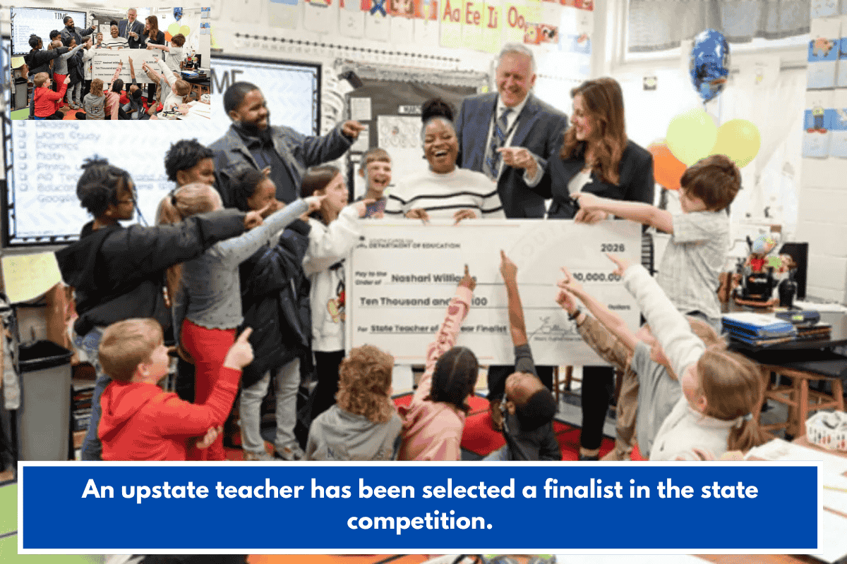 An upstate teacher has been selected a finalist in the state competition.