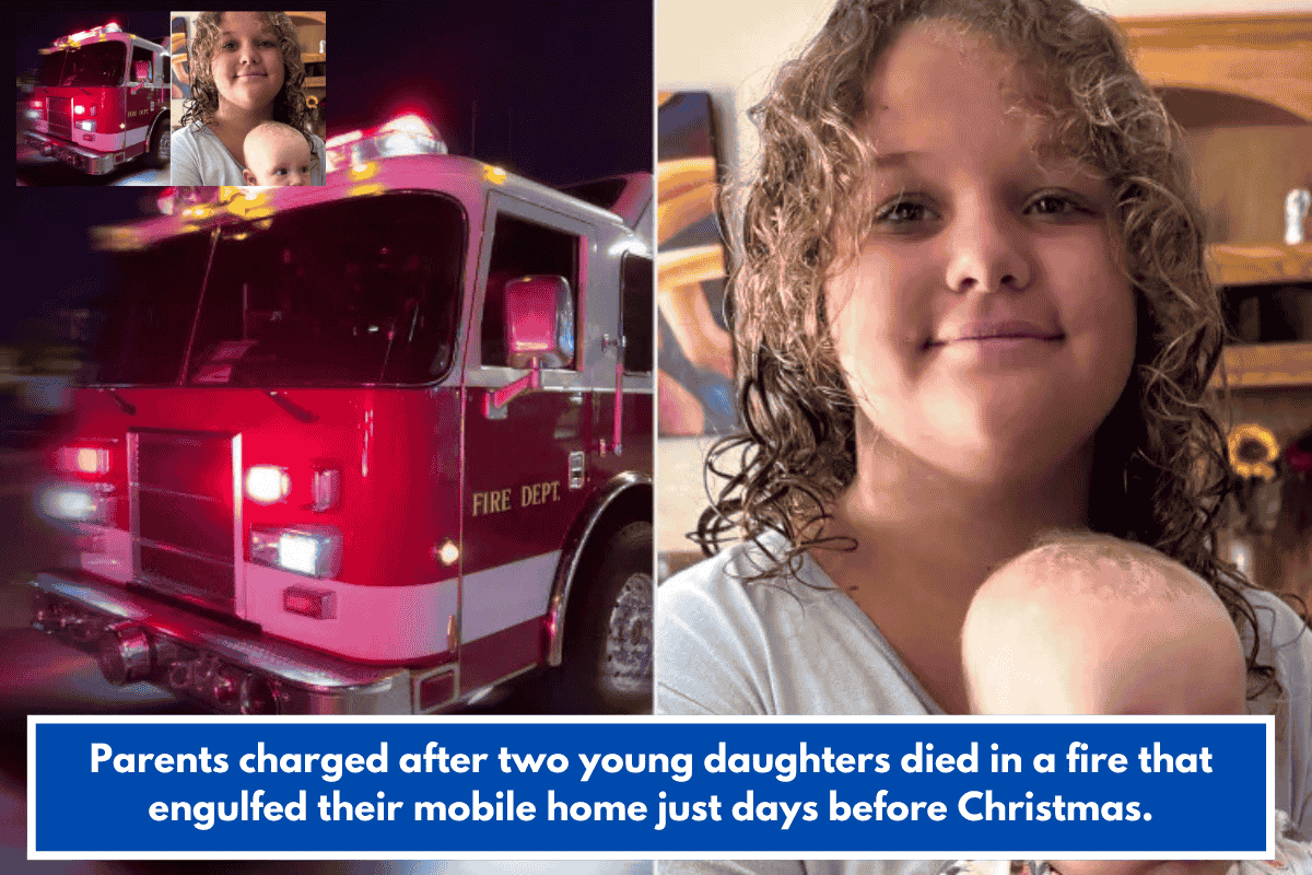 Parents charged after two young daughters died in a fire that engulfed their mobile home just days before Christmas.