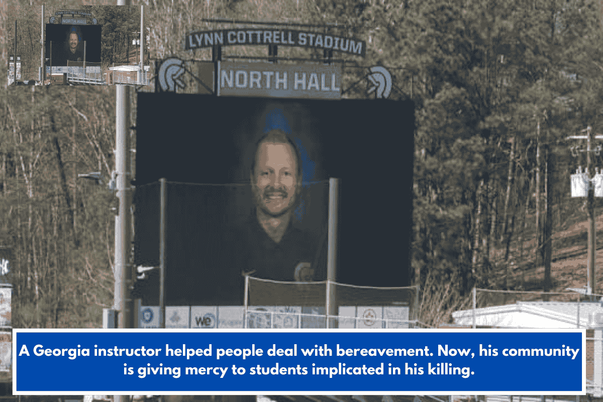 A Georgia instructor helped people deal with bereavement. Now, his community is giving mercy to students implicated in his killing.