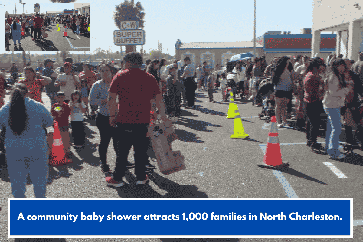 A community baby shower attracts 1,000 families in North Charleston.