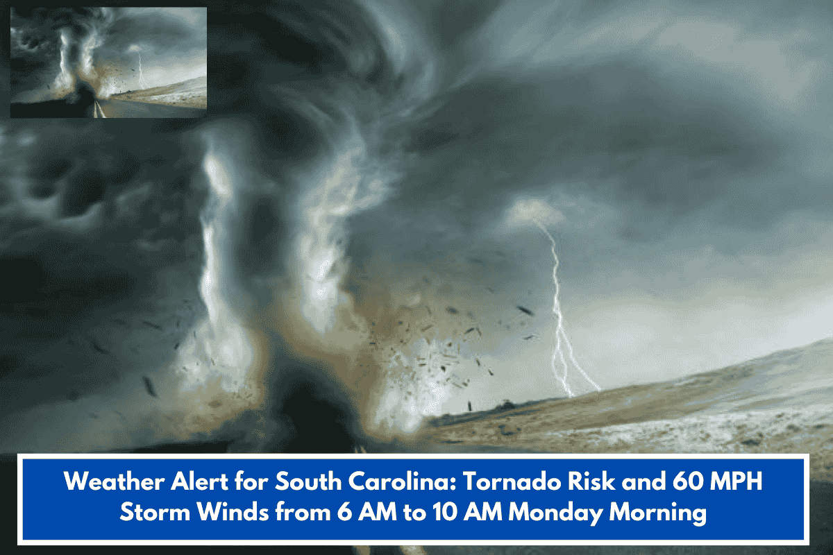 Weather Alert for South Carolina: Tornado Risk and 60 MPH Storm Winds from 6 AM to 10 AM Monday Morning