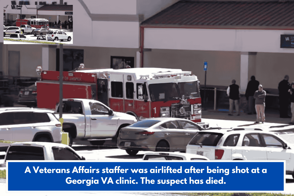 A Veterans Affairs staffer was airlifted after being shot at a Georgia VA clinic. The suspect has died.